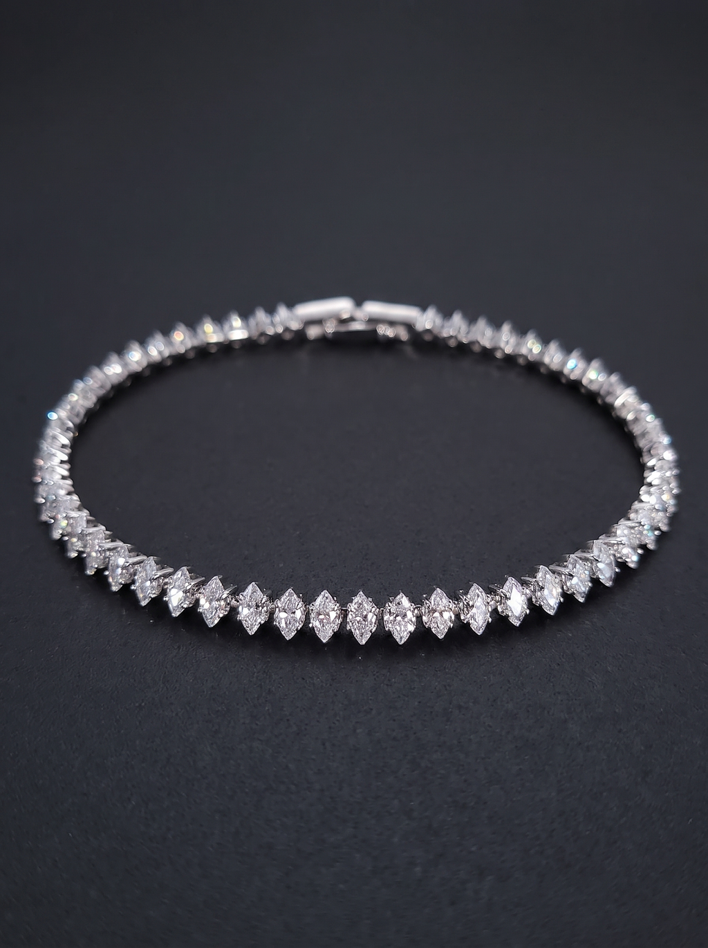 Marquise mixed-cut cubic zirconia tennis bracelet — Unreal Gems