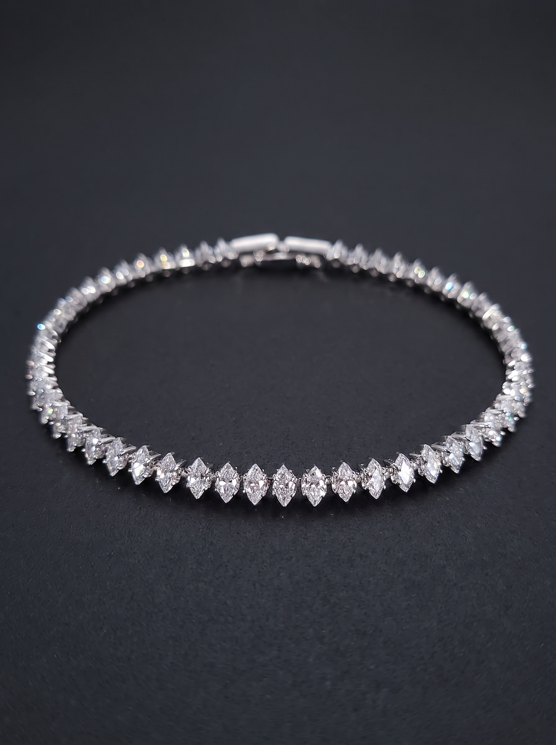Marquise mixed-cut cubic zirconia tennis bracelet — Unreal Gems